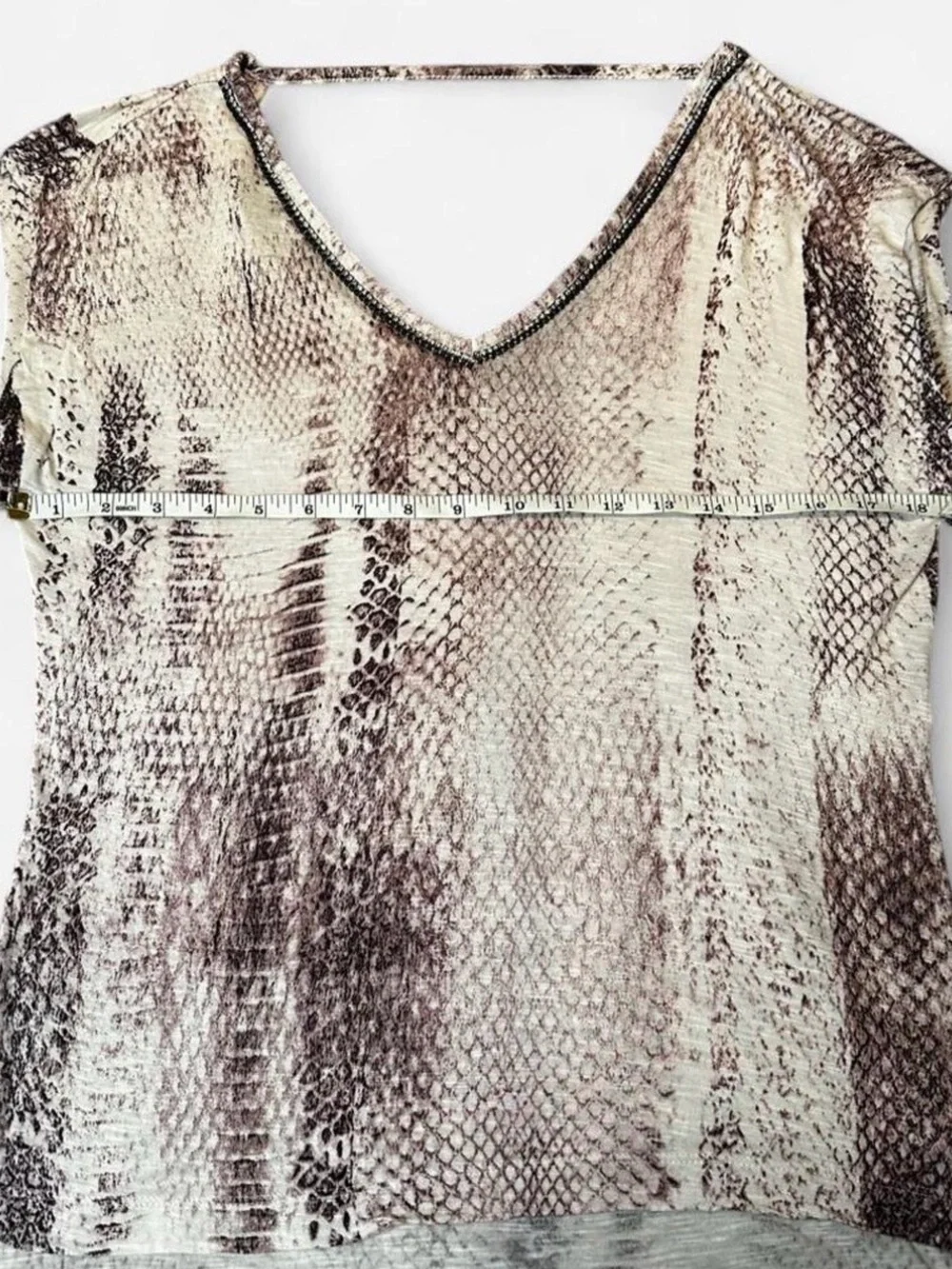 Jennifer Lopez Snake Print Top w/ Diamond Neckline & Open Back in Size Medium